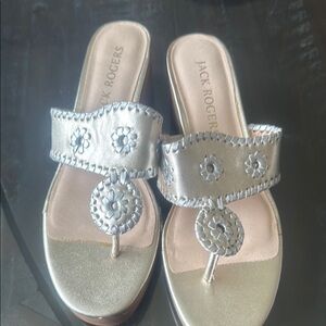 Jack Rogers Platinum Women's Stacked Wedge Sandals. Never worn